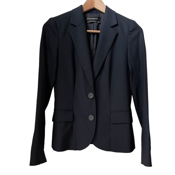Club Monaco Wool Blend Pin Stripe 2 Piece Skirt Suit  for Career Wear Size: XS - Picture 5 of 16